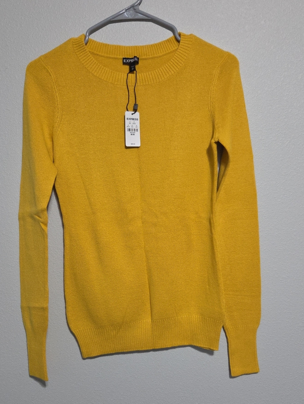 Express Women's Mustard Yellow Crewneck Sweater